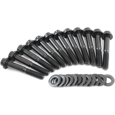 AeroFlow=Small Block Ford Windsor Intake Bolts - Black Finish 12 Point Head Pack of 12