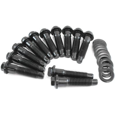 AeroFlow=Small Block & Big Block Chrysler Intake Bolts - Black Finish 12 Point Head