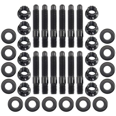 AeroFlow=Universal Valve Cover Stud Kit 1/4-20" OAL 1.50" Pack of 12 - Black Finish