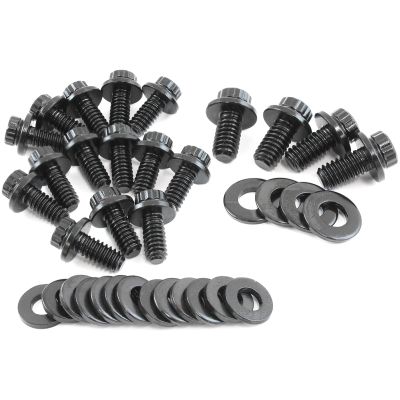 AeroFlow=Small Block Chev Oil Pan Bolt Kit - Black Finish 12 Point Head