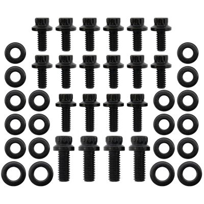 AeroFlow=Holden V8 253-308 Oil Pan Bolt Kit - Black Finish 12 Point Head and 8740