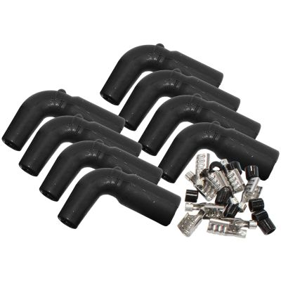 AeroFlow=Xpro Silicone 90° GM LS Coil Boots & Terminals Black 8 pack