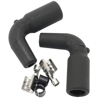 AeroFlow=Xpro Silicone 90° GM LS Coil Boots & Terminals Black 2 pack