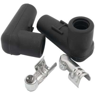 AEROFLOW=Xpro Silicone Low Profile 90° Spark Plug Boots & Terminals Black 2 pack