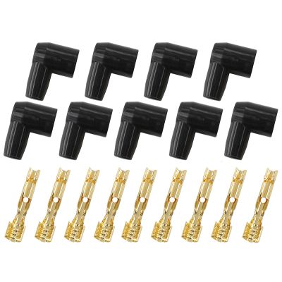 AeroFlow=Xpro Silicone 90° Socket Style Distributor/Coil Boots & Terminals Black set of 9