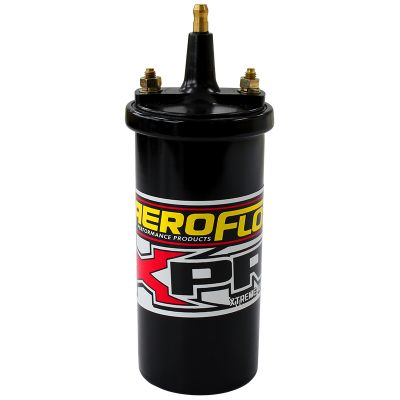 AeroFlow=Round Canister Male Terminal Type Ignition Coil Black Finish