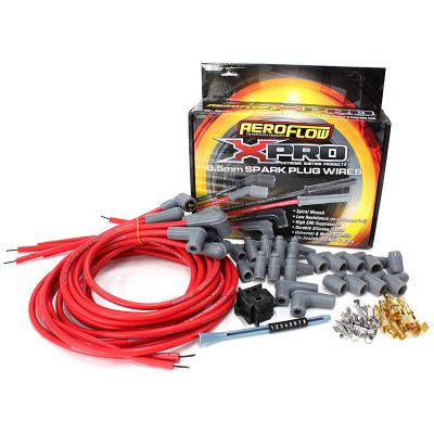 AeroFlow=Xpro Universal 8.5mm V8 Ignition Lead Set with 90° Spark Plug Boots-Red