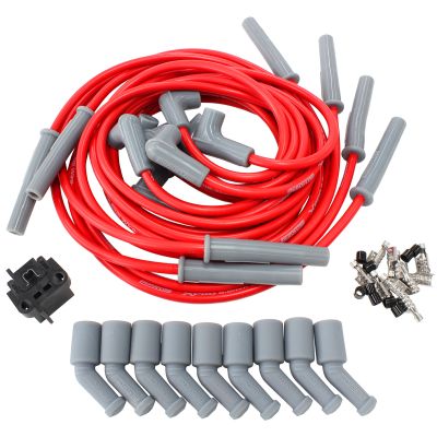 AeroFlow=Xpro Universal 8.5mm V8 Ignition Lead Set with 180° Spark Plug Boots-Red