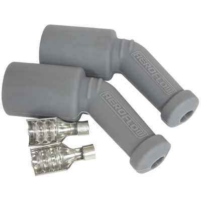 AeroFlow=Xpro Silicone 45° GM LS Coil Boots & Terminals Grey 2 pack