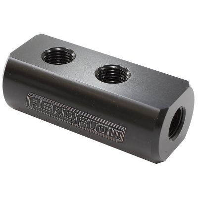 AEROFLOW = Compact Distribution Block 1 In - 4 Out All Ports 1/8" NPT Black Finish