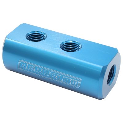 AEROFLOW = Compact Distribution Block 1 In - 4 Out All Ports 1/8" NPT Blue Finish
