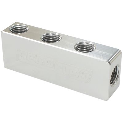 AEROFLOW = Compact Distribution Block 1 In - 6 Out All Ports 1/8" NPT Silver Finish