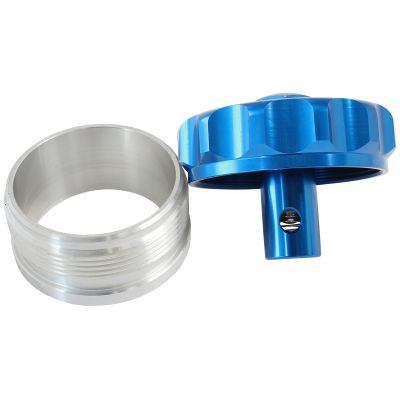 AeroFlow=Billet Aluminum Weld-On Filler Neck & Cap - Blue 2" I.D Weld-On