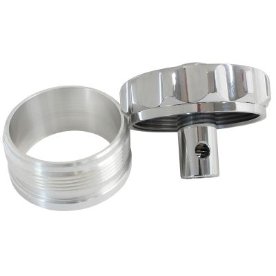 AeroFlow=Billet Aluminum Weld-On Filler Neck & Cap - Polished 2" I.D Weld-On