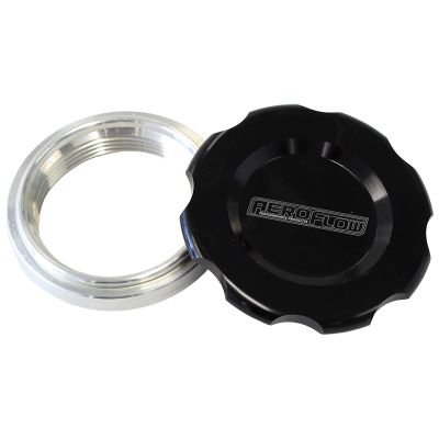 AeroFlow=Low Profile Billet Aluminum Filler Cap & Bung 2-1/2" Female weld-on bung