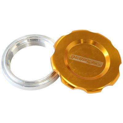 AeroFlow=Low Profile Billet Aluminum Filler Cap & Bung 2-1/2" Female weld-on bung