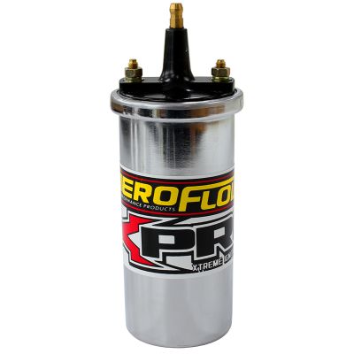 AeroFlow=Round Canister Male Terminal Type Ignition Coil Chrome Finish