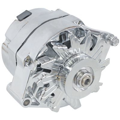 AeroFlow=120amp Chev Style 1-Wire Alternator Chrome Finish