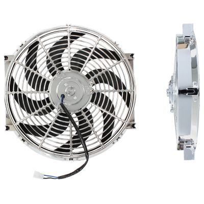 AeroFlow=14" Chrome Electric Thermo Fan Curved Blades