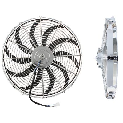 AeroFlow=16" Chrome Electric Thermo Fan Curved Blades
