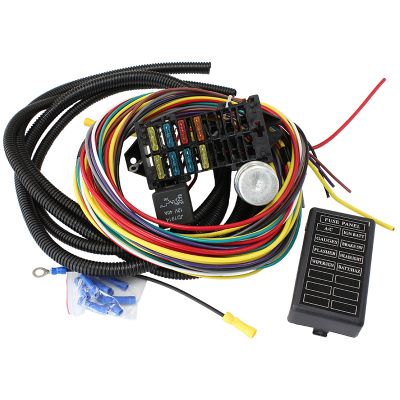 AeroFlow=Complete Universal 8 Circuit Wiring Harness Kit Complete with Standard Fuses