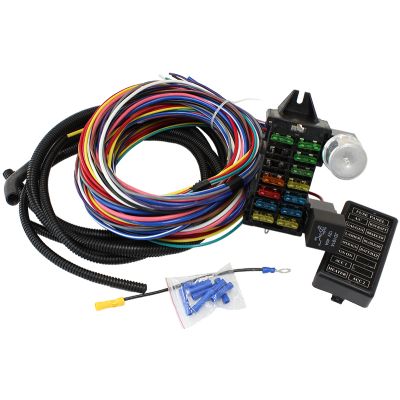 AeroFlow=Complete Universal 12 Circuit Wiring Harness Kit Complete with Standard Fuses