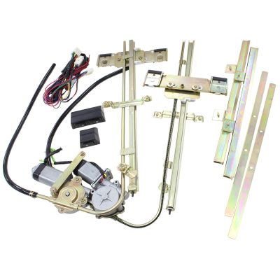 AeroFlow=Electric Power Window Kit with Switches & Wiring Suits 2 Doors with Flat Glass