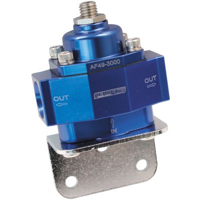 AEROFLOW = Billet 2-Port Fuel Pressure Regulator with -8 ORB Ports Blue Finish