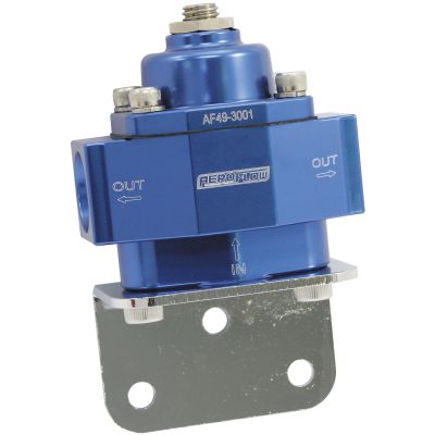 AEROFLOW = Billet 2-Port Fuel Pressure Regulator with -8 ORB Ports Blue Finish
