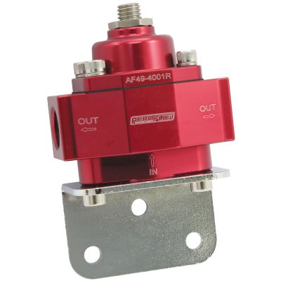 AEROFLOW = Billet 2-Port Fuel Pressure Regulator with 3/8" NPT Ports Red Finish