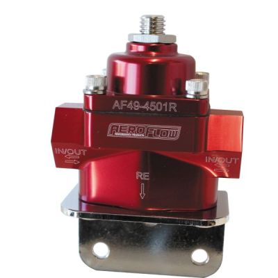AEROFLOW = Billet Bypass Fuel Pressure Regulator 4.5-9psi Adjustable Red Finish