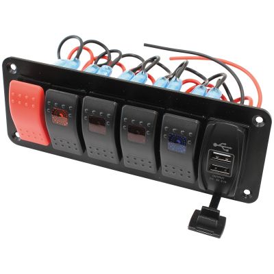 AeroFlow=Universal Switch Panel with USB Charging Ports Start 4 x On/Off Switches