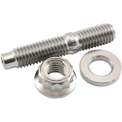 AeroFlow=M10 x 1.50mm Titanium Stud 12 Point Locking Nut and Washer Kit