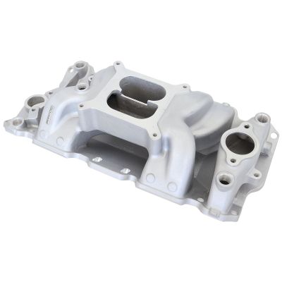 AeroFlow=SB Chev Air Gap Dual Plane Intake Manifold Natural Cast Finish