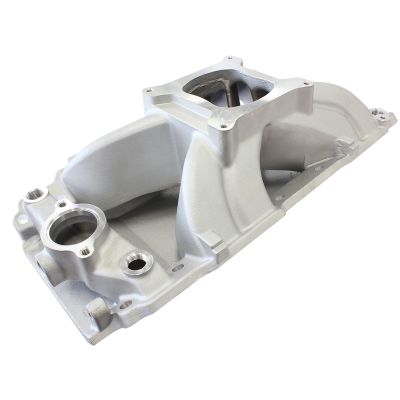 AeroFlow=BB Chev Hi-Rise Single Plane Intake Manifold Natural Cast Finish