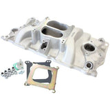 AeroFlow=SB Chev Classic Dual Plane Intake Manifold Natural Cast Finish