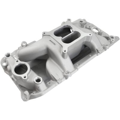AeroFlow=BB Chev Air Gap Dual Plane Intake Manifold Natural Cast Finish
