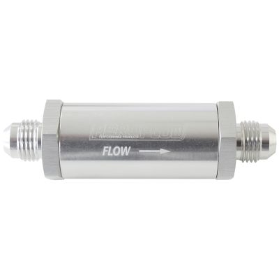 AEROFLOW = -6 AN Turbo Inline Oil Filter 30 Micron Silver Finish