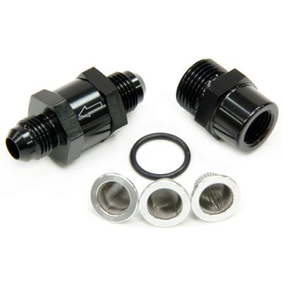 AEROFLOW = Inline Fuel & Oil Filter -8AN Black Finish Includes 30 80 and 150 Micron