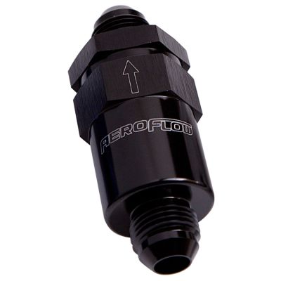 AEROFLOW = 30 Micron Billet Fuel Filter -6AN Black Finish 2" Length