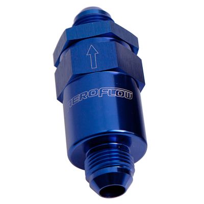 AEROFLOW = 30 Micron Billet Fuel Filter -8 AN Blue Finish 2" Length