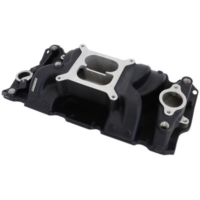 AeroFlow=SB Chev Air Gap Dual Plane Intake Manifold Black Finish