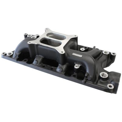 AeroFlow=SB Ford 289-302 Windsor Air Gap Dual Plane Intake Manifold Black Finish