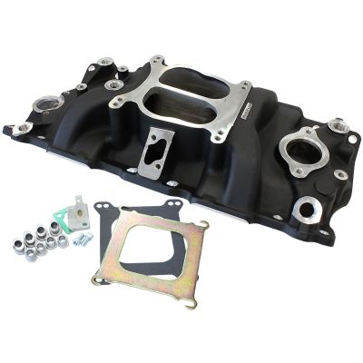 AeroFlow=SB Chev Classic Dual Plane Intake Manifold Black Finish