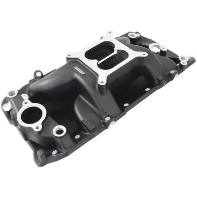AeroFlow=BB Chev Air Gap Dual Plane Intake Manifold Black Finish