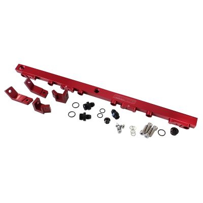 AeroFlow=Ford BA-BF Barra 4.0L DOHC Billet EFI Fuel Rail - Red Suit 14mm Full Length