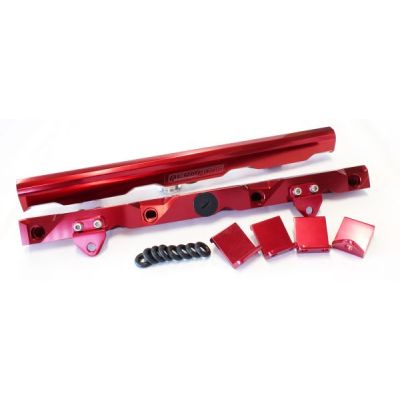 AeroFlow=GM LS7 Billet EFI Fuel Rails - Red Suit 14mm Short Length and 3/4" Length