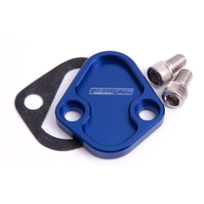 AeroFlow=Billet Fuel Pump Block-Off Plate - Blue Suit BB Chev Ford 289-351W SB BB