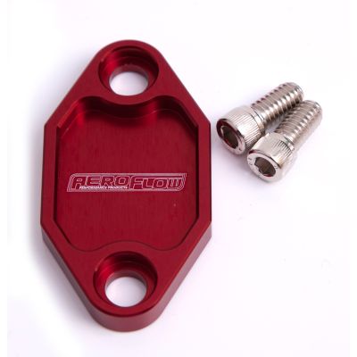 AeroFlow=Billet Fuel Pump Block-Off Plate - Red Suit Holden V8