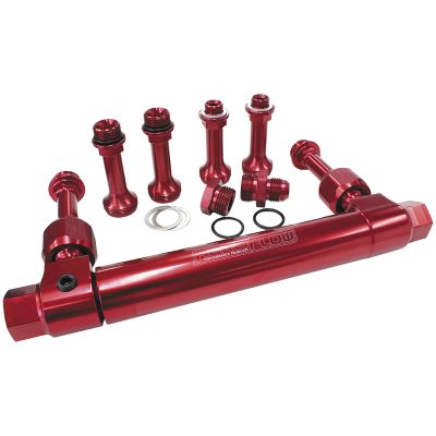 AEROFLOW = Adjustable Billet Fuel Log Red Finish